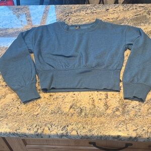 90 Degree By Reflex Dusty Blue Crewneck Cropped Sweater
